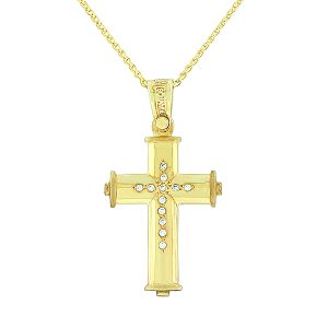 Χρυσός σταυρός με πέτρες  ΤΡΙΑΝΤΟΣ σε 14 καράτια. CRK0580
