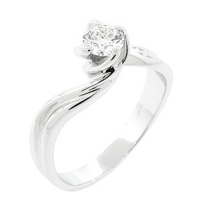 Μονόπετρο δαχτυλίδι λευκόχρυσο 18 καράτια με διαμάντι 0.40ct λευκού χρωματος D. RD11246