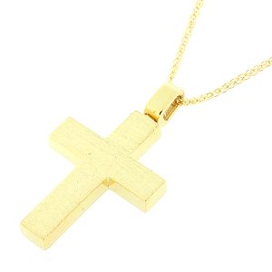 Χρυσός χειροποίητος βαφτιστικός σταυρός και αλυσίδα σε 14 καράτια. CRA11944
