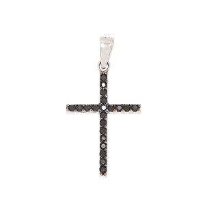Λεπτός γυναικείος σταυρός 2 όψεων λευκόχρυσος 14 καράτια. CRS12178