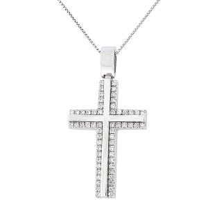Γυναικείος μπριγιαντένιος σταυρός με διαμάντια 0.34ct σε 18 καράτια. CR12366