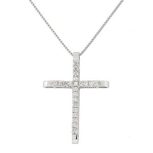 Λευκόχρυσος σταυρός με διαμάντια 0.19ct σε 18 καράτια.CR12369