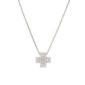 Λευκόχρυσος σταυρός με διαμάντια 0.03ct και αλυσιδά 18 καράτια.CR18437