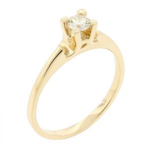 Μονόπετρο δαχτυλίδι σε κίτρινο χρυσό 14 καράτια με διαμάντι 0.18ct. RD12971
