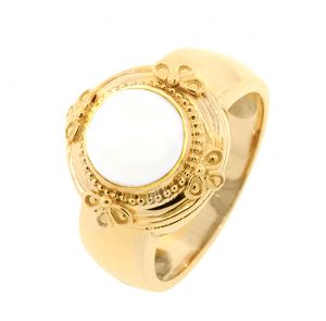 Εντυπωσιακό περίτεχνο δαχτυλίδι σε 18 καράτια με γνήσιο μαργαριτάρι. RK3405