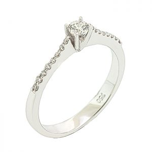 Μονόπετρο δαχτυλίδι λευκόχρυσο 18 καράτια με διαμάντι 0.15ct.RD13246
