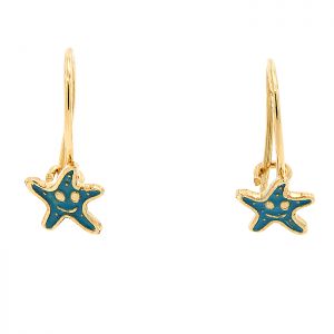 Χρυσά σκουλαρίκια αστερίες κρεμαστά 9 καράτια.SK13417