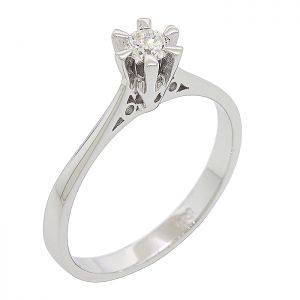 Λευκόχρυσο μονόπετρο δαχτυλίδι 18 καράτια με διαμάντι 0.18ct. RD18635
