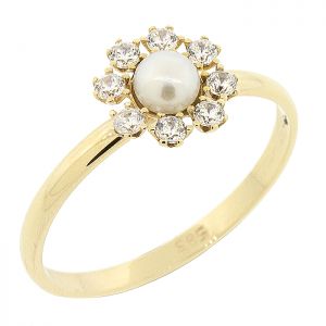 Χρυσό δαχτυλίδι με φυσικό μαργαριτάρι σε 14 καράτια RZ13704