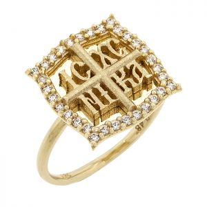 Χρυσό δαχτυλίδι με κωνσταντινάτο και ζιργκόν σε 14 καράτια. RZ14197