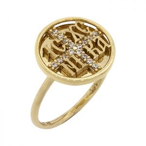 Χρυσό δαχτυλίδι με κωνσταντινάτο και ζιργκόν σε 14 καράτια RZ14199