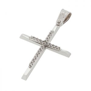 Λευκόχρυσος σταυρός με διαμάντια 0.10ct σε 18 καράτια.CR14307