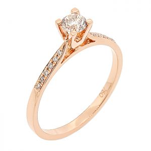 Μονόπετρο δαχτυλίδι ροζ χρυσός 18κ με διαμάντι 0.25ct και πλαϊνά 0.08ct. RD16278