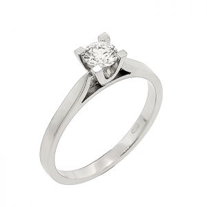 Λευκόχρυσο μονόπετρο δαχτυλίδι 18 καράτια με διαμάντι 0.32ct. RD19243