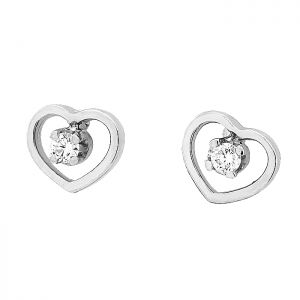 Λευκόχρυσα σκουλαρίκια 18 καρατιών καρδιές με διαμάντια. SK014927