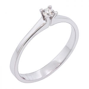 Λευκόχρυσο μονόπετρο δαχτυλίδι 18 καράτια με διαμάντι 0.09ct. RD14960
