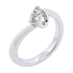 Λευκόχρυσο μονόπετρο δαχτυλίδι 18 καράτια με διαμάντι 0.17ct . RD14984