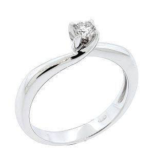 Λευκόχρυσο μονόπετρο δαχτυλίδι 18 καράτια με διαμάντι 0.15ct. RD15210