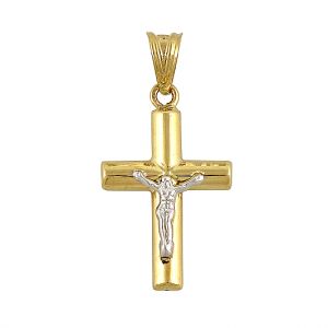 Χρυσός σταυρός ανδρικός με τον Εσταυρωμένο σε 14 καράτια.CRA15371