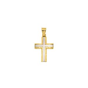 Διχρωμος σταυρός ανδρικός σε 14 καράτια.CRA15377