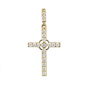 Μικρός γυναικείος σταυρός χρυσός 14 καρατια με αλυσίδα. CRK15390