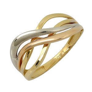 Δαχτυλίδι σε ιδιαίτερο σχεδιασμό χρυσό 14Κ με τα τρία χρώματα του χρυσού. RZ15432