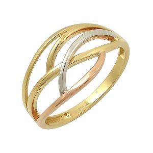 Δαχτυλίδι χρυσό 14Κ τρία χρώματα του χρυσού. RZ15433