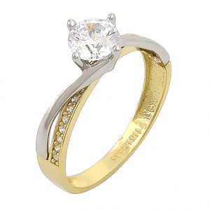Μονόπετρο δαχτυλίδι δεμένο σε χρυσό 14 καράτια με ζιργκόν. RZ15435