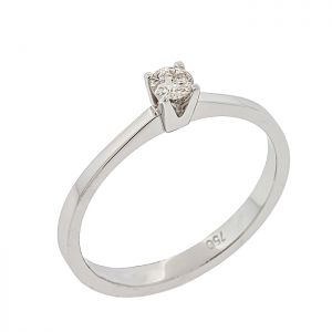 Λευκόχρυσο μονόπετρο δαχτυλίδι 18 καράτια με διαμάντι 0.12ct. RD15546