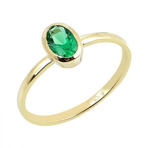 Χρυσό δαχτυλίδι με πράσινη πέτρα 14 καράτια.RZ15847