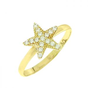 Δαχτυλίδι χρυσό 14 καράτια αστέρι με ζιργκόν. RΖ15905