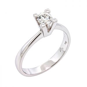 Λευκόχρυσο μονόπετρο δαχτυλίδι 18 καράτια με διαμάντι 0.30ct. RD17665