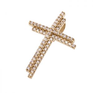 Γυναικείος σταυρός χρυσός με ζιργκόν σε 14 καράτια.CRS16047