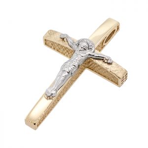 Χρυσός σταυρός ανδρικός με τον Εσταυρωμένο σε 14 καράτια.CRA16050
