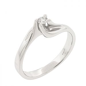 Λευκόχρυσο μονόπετρο δαχτυλίδι 18 καρατια με διαμάντι 0.09ct. RD18587