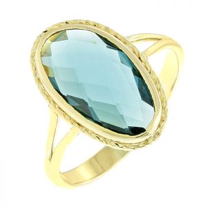 Δαχτυλίδι χρυσό 14 καράτια δέσιμο με γαλάζιο ζιργκόν. RΖ16248