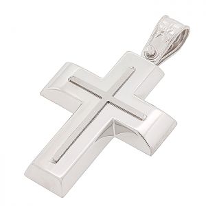 Λευκόχρυσος εντυπωσιακός ανδρικός σταυρός σε 14 καράτια. CRA16387