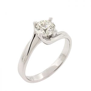 Μονόπετρο δαχτυλίδι λευκόχρυσο 18 καράτια με διαμάντι 0.90ct. RD16933