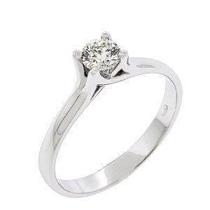 Λευκόχρυσο μονόπετρο δαχτυλίδι 18 καράτια με διαμάντι 0.30ct. RD17280
