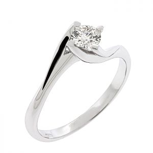 Λευκόχρυσο μονόπετρο δαχτυλίδι 18 καράτια με διαμάντι 0.31ct. RD17281