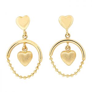 Χρυσά σκουλαρίκια με καρδιές σε 18 καράτια. SK17290