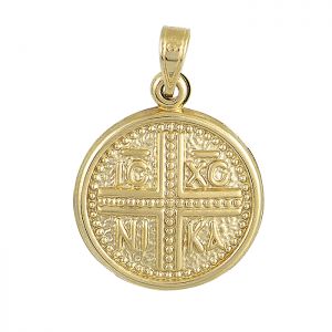 Κωνσταντινάτο χρυσό ανάγλυφο ΙΗΣΟΥΣ ΧΡΙΣΤΟΣ ΝΙΚΑ σε 14 καράτια . BE17360