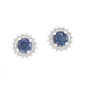 Λαμπερές ροζέτες σκουλαρίκια με ζαφείρια 1.15ct και διαμάντια. SK17418