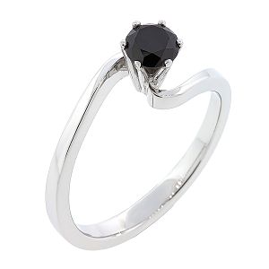 Μονόπετρο εξάδοτο δαχτυλίδι φλόγα από πλατίνα δεσιμο με μαύρο διαμάντι 0.40ct. RD1745