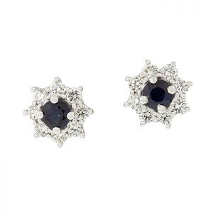Κλασικές ροζέτες σκουλαρίκια με ζαφείρια 0.70ct και διαμάντια σε 18 καράτια. SK17655