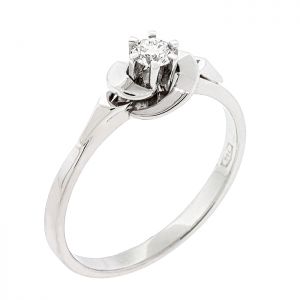 Εξάδοντο λευκόχρυσο 18Κ μονόπετρο δαχτυλίδι  με διαμάντι 0.14ct.  RD17728