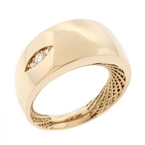 Χρυσό χειροποίητο δαχτυλίδι 14 καράτια με λουστρέ φινίρισμα και διαμάντια 0.08ct. RΚ17733