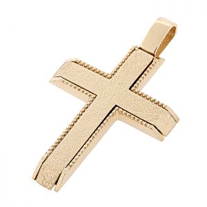 Χρυσός σταυρός με ματ επεξεργασία σε 14 καράτια. CRA18063
