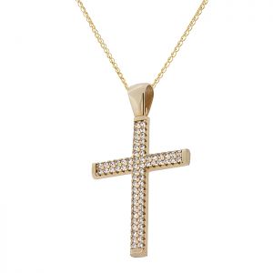 Γυναικείος σταυρός χρυσός με αλυσίδα σε 14 καράτια. CRS18104
