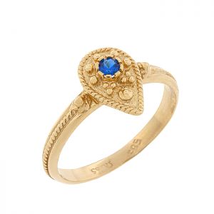 Δαχτυλίδι χρυσό 14 καράτια σε βυζαντινό στυλ με ζιργκόν. RΖ18331